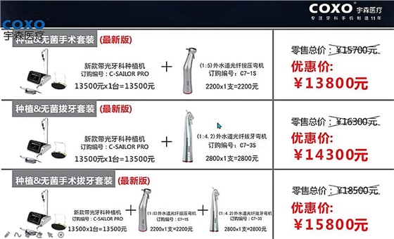 宇森牙科手机新品推介会，无菌拔牙手机、1:4.2增速反角光纤手机c7-3s。 科贸嘉友热线17791999852